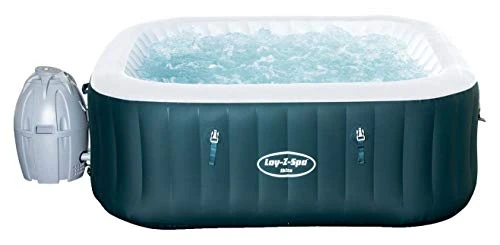 Bestway 54291 Aufblasbares Spa Lay-Z-Spa™ Ibiza Airjet™, 4 bis 6 Personen, quadratisch 180 x 180 x 66 cm, 96 Luftdüsen, isolierende Abdeckung, antimikrobielle Kartuschenfilterung, Diffusor Chemconnect™