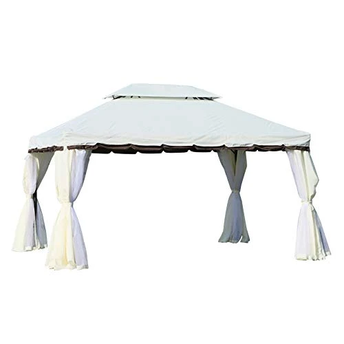 Outsunny Pavillon für den Garten, Kolonialstil, doppeltes Dach, Leinwand abnehmbar, 3,9 x 2,9 x 2,8 m