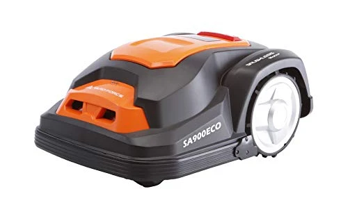 Yard Force Mähroboter SA900ECO, geeignet für Rasenflächen bis zu 900 qm, Kantenschneide-Funktion, Regensensor und bürstenloser Motor, 28 V, schwarz/orange