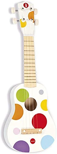 Janod Holz Ukulele ‘Konfetti’ - Holzspielzeug für Kinder - Musikinstrument für Kinder - Kindergitarre - Ab 3 Jahren, J07597