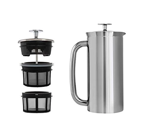 ESPRO 1018C2 French Press P7, Kaffee Stempelkanne mitThermofunktion,Coffee-Maker,Kaffeezubereiter,0,55Liter,Hochglanz,Edestahl,Edelstahlpoliert