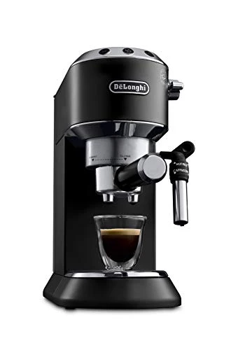 De'Longhi Dedica Style EC 685.BK Espresso Siebträgermaschine, Espressomaschine mit Professioneller Milchschaumdüse, nur 15 cm breit, 1 Liter Wassertank, Vollmetallgehäuse, E.S.E Pads geeignet, schwarz