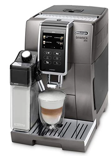 De'Longhi Dinamica Plus ECAM 370.95.T Kaffeevollautomat mit LatteCrema Milchsystem, Cappuccino & Espresso, 3,5 Zoll TFT Touchscreen Farbdisplay und App-Steuerung, Kaffeekannen-Funktion, titan