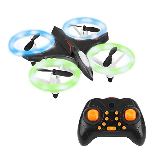 Dwi Dowellin Mini Drone avec LED Lights Maintien de l'altitude 3D Flips et Rolls RC Quadcopter pour Enfant Débutants Adultes décollage Atterrissage en Une Touche