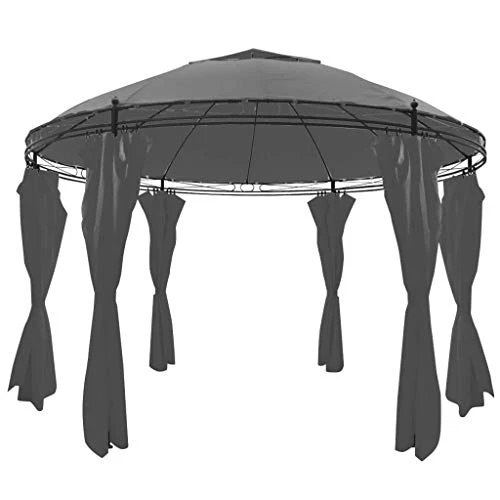 vidaXL Pavillon Rund 3,5x2,7m Anthrazit Partyzelt Gartenzelt Gartenpavillon