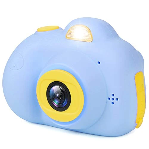 LeaderPro Appareil Photo Enfant Numérique Caméra pour Enfant, 8 Mpixels, Objectif Avant et Arrière, Flash, Zoom x4, 4400 images/80min vidéo, 16G TF Carte, 81g, Appareil Photo pour 3 à 10 Ans, Bleu
