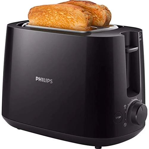 Philips HD2581/90 Toaster, integrierter Brötchenaufsatz, 8 Bräunungsstufen, schwarz