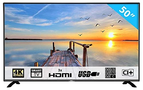 HKC 50F1 127 cm (50 Pouces) LED Smart TV téléviseur (Ultra Haute Définition 4K, Triple Tuner avec TNT, CI+, Lecteur multimédia Via Port USB [Classe énergétique A]