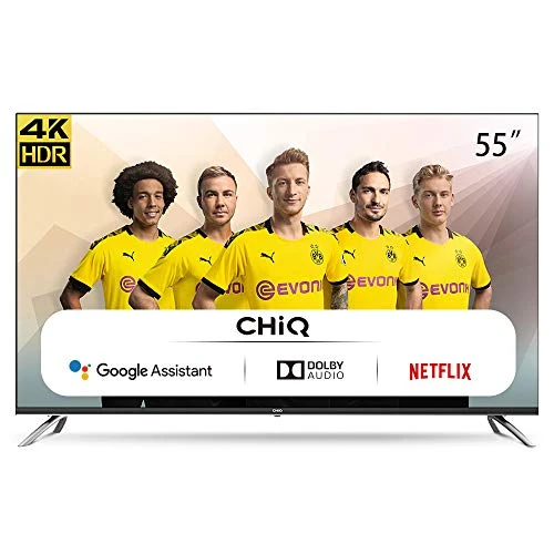CHiQ Television U55H7A, 55 Pouces(140cm), Android 9.0, Smart TV, UHD, TV 4K, WiFi, Bluetooth, Google Play Store,Google Assistant, Chromecast bulit-in, Netflix, Prime Video, Triple tunner,3 Hdmi,2 USB
