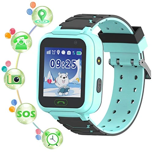 Montre Smart Watch GPS Tracker pour Enfants - Smartwatches pour Enfants IP67 étanche 1.4' Ecran Téléphonique Chat Conversation Podomètre Réveil pour Garçons Filles