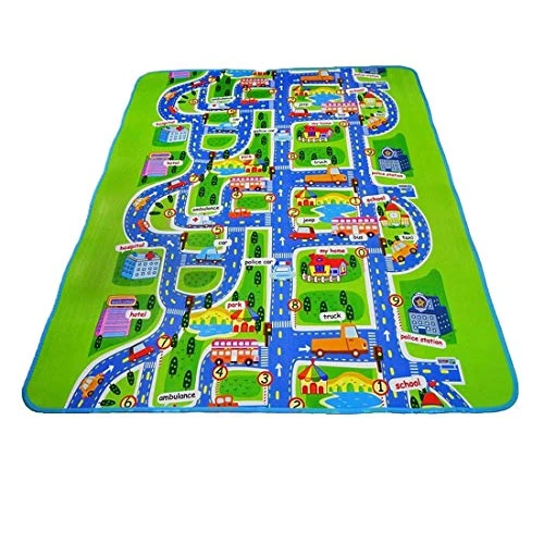 Baby Play Mats Kinder City Spielmatte Fun Town Cars Play Road Teppich Teppich EVA-Schaum Spielzeug Krabbeldecke, 200 x 160 x 0,5 cm, mehrfarbig, 130x160x0.5cm
