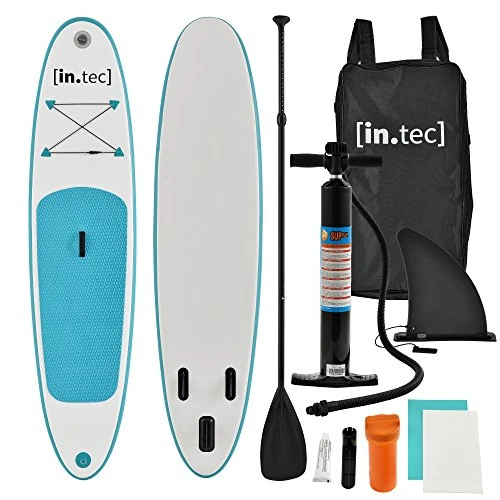 in.tec Stand Up Paddle Board 305x71x10cm Türkis Surfboard SUP Paddelboard Wellenreiter aufblasbar
