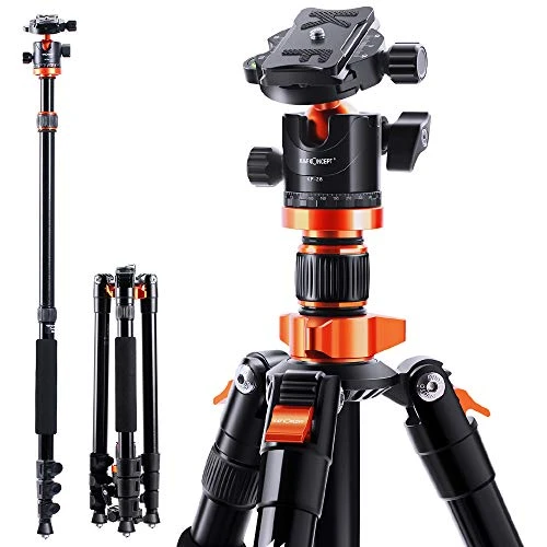 K&F Concept 200cm Stativ, S210 Aluminium Kamera Stativ, Reisestativ mit Einbeinstativ, Fotostativ 360° Kugelkopf mit Schnellwechselplatte für Canon Nikon Sony Olympus