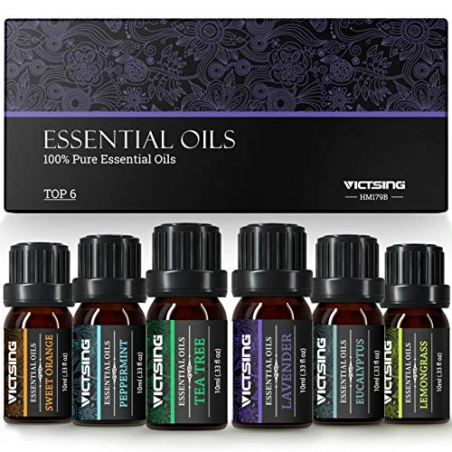VicTsing - Ätherische Öle für Diffusor, 6 X 10ml (Orange, Lavendel, Teebaum, Zitronengras, Eukalyptus, Pfefferminz)