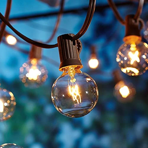 2 Stück 17M Lichterkette Außen,G40 100 Birnen+20 Ersatzbirnen Lichterkette Gluehbirne Aussen,Lichterkette Garten,IP44 Wasserdicht für Haus,Garten,Patio,Party, Hochzeit,Weihnachten,NOT LED